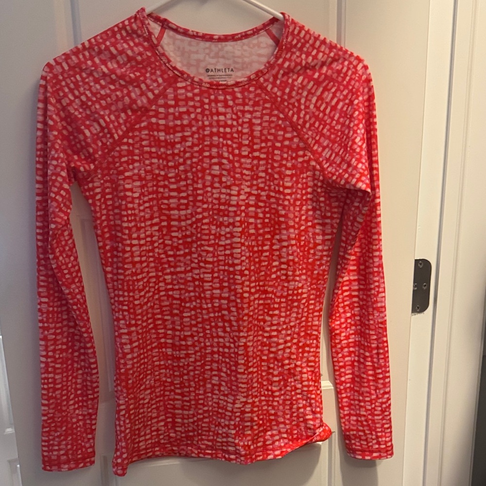 Athleta Vibrant Red Long Sleeve Swim Tee